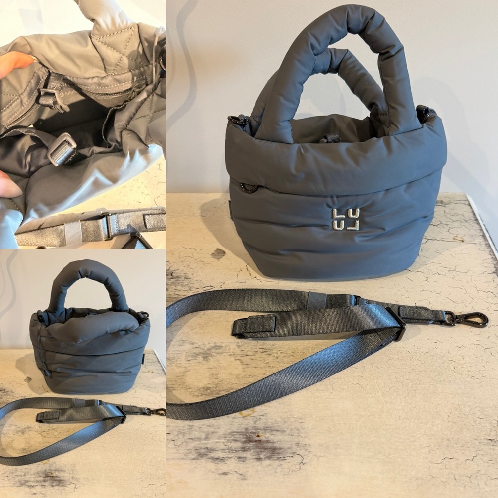 Lululemon Gray Puffer Tote Bag Purse Crossbody like new